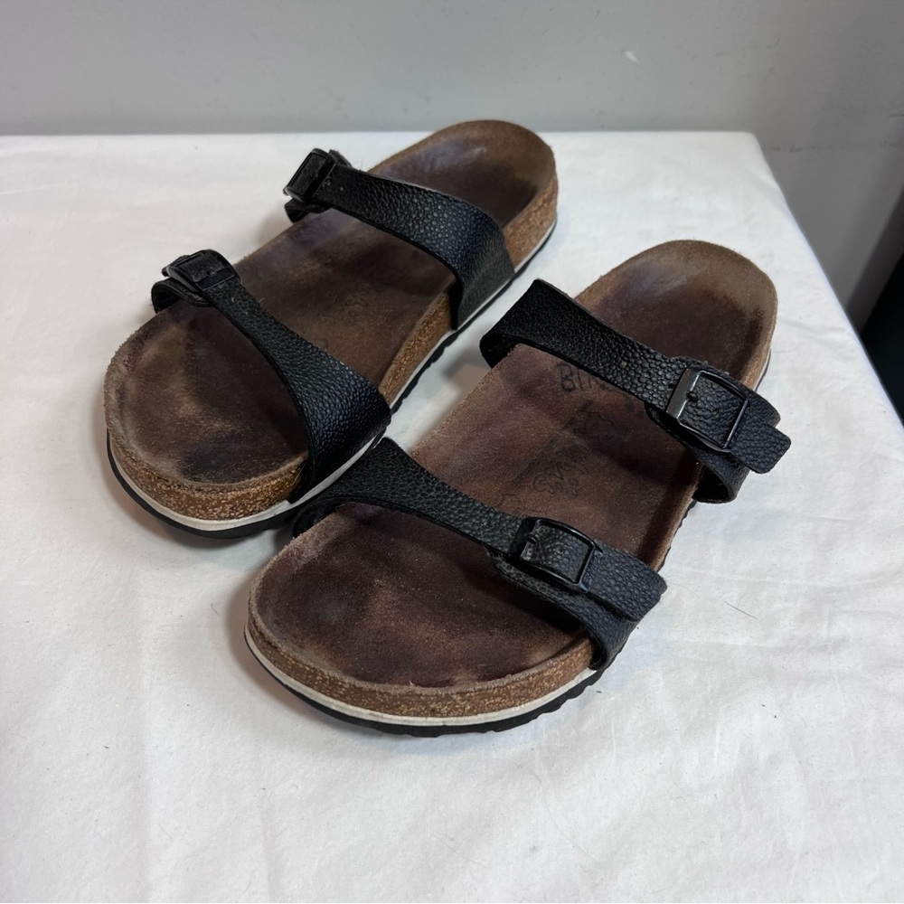 Birkenstock Birkis black pebbled birkoflor 2 strap Tahiti size 39 - Picture 3 of 9